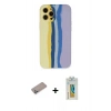 MARSİLYAN™- iPhone 12 Pro Max Kılıf Yadigar Çizgi - Siyah Polymer Nano Ekran Koruyucu + Shine Kamera Lens Koruma Cam - SABE