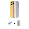 MARSİLYAN™- iPhone 12 Pro Max Kılıf Yadigar Çizgi - Siyah Polymer Nano Ekran Koruyucu + Shine Kamera Lens Koruma Cam - MI