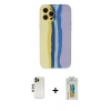 MARSİLYAN™- iPhone 12 Pro Max Kılıf Yadigar Çizgi - Siyah Polymer Nano Ekran Koruyucu + Shine Kamera Lens - GD