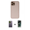 MARSİLYAN™- iPhone 12 Pro Max Kılıf Yadigar Klasik - Şeffaf 360 Full Body Arka Koruyucu + Neon Fosforlu Kamera Lens - YL