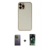 MARSİLYAN™- iPhone 12 Pro Max Kılıf Yadigar Klasik - Şeffaf 360 Full Body Arka Koruyucu + Neon Fosforlu Kamera Lens - YL
