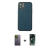 MARSİLYAN™- iPhone 12 Pro Max Kılıf Yadigar Klasik - Şeffaf 360 Full Body Arka Koruyucu + Neon Fosforlu Kamera Lens - YL