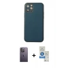 MARSİLYAN™- iPhone 12 Pro Max Kılıf Yadigar Klasik - Şeffaf Royal Nano Ekran Koruyucu + Neon Fosforlu Kamera Lens - BZ