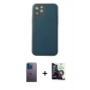 MARSİLYAN™- iPhone 12 Pro Max Kılıf Yadigar Klasik - Şeffaf Temperli Cam Ekran Koruyucu + Neon Fosforlu Kamera Lens - MI