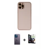 MARSİLYAN™- iPhone 12 Pro Max Kılıf Yadigar Klasik - Şeffaf Temperli Cam Ekran Koruyucu + Neon Fosforlu Kamera Lens - MI