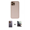 MARSİLYAN™- iPhone 12 Pro Max Kılıf Yadigar Klasik - Şeffaf Temperli Cam Ekran Koruyucu + Sarı Neon Fosforlu Kamera Lens