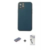 MARSİLYAN™- iPhone 12 Pro Max Kılıf Yadigar Klasik - Şeffaf Uv Polymer Nano Ekran Koruyucu + Renkli Kamera Lens Koruma Cam - TU