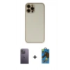 MARSİLYAN™- iPhone 12 Pro Max Kılıf Yadigar Klasik - Siyah 18D Cam Ekran Koruyucu + Neon Fosforlu Kamera Lens - BZ