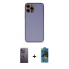 MARSİLYAN™- iPhone 12 Pro Max Kılıf Yadigar Klasik - Siyah 18D Cam Ekran Koruyucu + Neon Fosforlu Kamera Lens - BZ