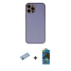 MARSİLYAN™- iPhone 12 Pro Max Kılıf Yadigar Klasik - Siyah 18D Cam Ekran Koruyucu + Mavi Shine Kamera Lens Koruma Cam