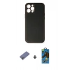MARSİLYAN™- iPhone 12 Pro Max Kılıf Yadigar Klasik - Siyah 18D Cam Ekran Koruyucu + Metal Kamera Lens Koruma Cam - GD