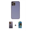 MARSİLYAN™- iPhone 12 Pro Max Kılıf Yadigar Klasik - Siyah 18D Cam Ekran Koruyucu + Neon Fosforlu Kamera Lens - SI
