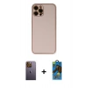 MARSİLYAN™- iPhone 12 Pro Max Kılıf Yadigar Klasik - Siyah 18D Cam Ekran Koruyucu + Neon Fosforlu Kamera Lens - SI