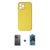 MARSİLYAN™- iPhone 12 Pro Max Kılıf Yadigar Klasik - Siyah 18D Cam Ekran Koruyucu + Neon Fosforlu Kamera Lens - SI