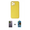 MARSİLYAN™- iPhone 12 Pro Max Kılıf Yadigar Klasik - Siyah 18D Cam Ekran Koruyucu + Neon Fosforlu Kamera Lens - YL