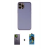 MARSİLYAN™- iPhone 12 Pro Max Kılıf Yadigar Klasik - Siyah 18D Cam Ekran Koruyucu + Neon Fosforlu Kamera Lens - YL