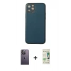 MARSİLYAN™- iPhone 12 Pro Max Kılıf Yadigar Klasik - Siyah 20D Premium Cam Ekran Koruyucu + Neon Fosforlu Kamera Lens - BZ