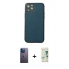 MARSİLYAN™- iPhone 12 Pro Max Kılıf Yadigar Klasik - Siyah 20D Premium Cam Ekran Koruyucu + Neon Fosforlu Kamera Lens - MI