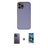 MARSİLYAN™- iPhone 12 Pro Max Kılıf Yadigar Klasik - Siyah 34D Izgaralı Cam + Neon Fosforlu Kamera Lens - MI