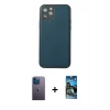 MARSİLYAN™- iPhone 12 Pro Max Kılıf Yadigar Klasik - Siyah 34D Izgaralı Cam + Neon Fosforlu Kamera Lens - MI