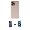 MARSİLYAN™- iPhone 12 Pro Max Kılıf Yadigar Klasik - Siyah 34D Izgaralı Cam + Neon Fosforlu Kamera Lens - MI