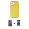 MARSİLYAN™- iPhone 12 Pro Max Kılıf Yadigar Klasik - Siyah 34D Izgaralı Cam + Neon Fosforlu Kamera Lens - MI