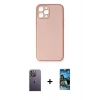 MARSİLYAN™- iPhone 12 Pro Max Kılıf Yadigar Klasik - Siyah 34D Izgaralı Cam + Neon Fosforlu Kamera Lens - BZ