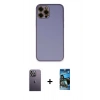 MARSİLYAN™- iPhone 12 Pro Max Kılıf Yadigar Klasik - Siyah 34D Izgaralı Cam + Neon Fosforlu Kamera Lens - BZ
