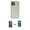 MARSİLYAN™- iPhone 12 Pro Max Kılıf Yadigar Klasik - Siyah 34D Izgaralı Cam + Neon Fosforlu Kamera Lens - BZ