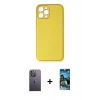 MARSİLYAN™- iPhone 12 Pro Max Kılıf Yadigar Klasik - Siyah 34D Izgaralı Cam + Neon Fosforlu Kamera Lens - BZ