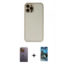 MARSİLYAN™- iPhone 12 Pro Max Kılıf Yadigar Klasik - Siyah 34D Izgaralı Cam + Neon Fosforlu Kamera Lens - SI