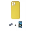MARSİLYAN™- iPhone 12 Pro Max Kılıf Yadigar Klasik - Siyah 34D Izgaralı Cam + Renkli Kamera Lens Koruma Cam - YL