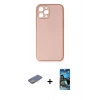 MARSİLYAN™- iPhone 12 Pro Max Kılıf Yadigar Klasik - Siyah 34D Izgaralı Cam + Sarı Renkli Kamera Lens Koruma Cam