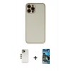 MARSİLYAN™- iPhone 12 Pro Max Kılıf Yadigar Klasik - Siyah 34D Izgaralı Cam + Shine Kamera Lens - GD