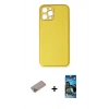 MARSİLYAN™- iPhone 12 Pro Max Kılıf Yadigar Klasik - Siyah 34D Izgaralı Cam + Shine Kamera Lens Koruma Cam - SABE