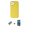 MARSİLYAN™- iPhone 12 Pro Max Kılıf Yadigar Klasik - Siyah 34D Izgaralı Cam + Siyah Shine Kamera Lens Koruma Cam