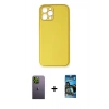 MARSİLYAN™- iPhone 12 Pro Max Kılıf Yadigar Klasik - Siyah 34D Izgaralı Cam + Neon Fosforlu Kamera Lens - YL