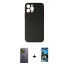 MARSİLYAN™- iPhone 12 Pro Max Kılıf Yadigar Klasik - Siyah 34D Izgaralı Cam + Neon Fosforlu Kamera Lens - YL