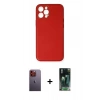 MARSİLYAN™- iPhone 12 Pro Max Kılıf Yadigar Klasik - Siyah 360 Mat Full Body Arka Koruyucu + Neon Fosforlu Kamera Lens - TU