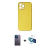 MARSİLYAN™- iPhone 12 Pro Max Kılıf Yadigar Klasik - Siyah 3D Antistatik Cam Ekran Koruyucu + Neon Fosforlu Kamera Lens - MI