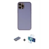 MARSİLYAN™- iPhone 12 Pro Max Kılıf Yadigar Klasik - Siyah 3D Antistatik Cam Ekran Koruyucu + Renkli Kamera Lens Koruma Cam - MI