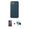 MARSİLYAN™- iPhone 12 Pro Max Kılıf Yadigar Klasik - Siyah 3D Antistatik Cam Ekran Koruyucu + Neon Fosforlu Kamera Lens - SI