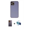 MARSİLYAN™- iPhone 12 Pro Max Kılıf Yadigar Klasik - Siyah 3D Antistatik Cam Ekran Koruyucu + Neon Fosforlu Kamera Lens - SI