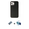 MARSİLYAN™- iPhone 12 Pro Max Kılıf Yadigar Klasik - Siyah 3D Antistatik Cam Ekran Koruyucu + Shine Kamera Lens Koruma Cam - SH