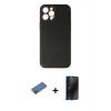 MARSİLYAN™- iPhone 12 Pro Max Kılıf Yadigar Klasik - Siyah 3D Antistatik Hayalet Cam Ekran Koruyucu + Shine Kamera Lens Koruma Cam - GD