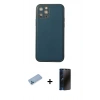 MARSİLYAN™- iPhone 12 Pro Max Kılıf Yadigar Klasik - Siyah 3D Antistatik Hayalet Cam Ekran Koruyucu + Shine Kamera Lens Koruma Cam - MI