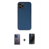 MARSİLYAN™- iPhone 12 Pro Max Kılıf Yadigar Klasik - Siyah 3D Antistatik Hayalet Cam Ekran Koruyucu + Neon Fosforlu Kamera Lens - MI