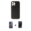 MARSİLYAN™- iPhone 12 Pro Max Kılıf Yadigar Klasik - Siyah 3D Antistatik Hayalet Cam Ekran Koruyucu + Neon Fosforlu Kamera Lens - MI