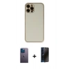 MARSİLYAN™- iPhone 12 Pro Max Kılıf Yadigar Klasik - Siyah 3D Antistatik Hayalet Cam Ekran Koruyucu + Neon Fosforlu Kamera Lens - MI