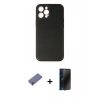 MARSİLYAN™- iPhone 12 Pro Max Kılıf Yadigar Klasik - Siyah 3D Antistatik Hayalet Cam Ekran Koruyucu + Metal Kamera Lens Koruma Cam - GD
